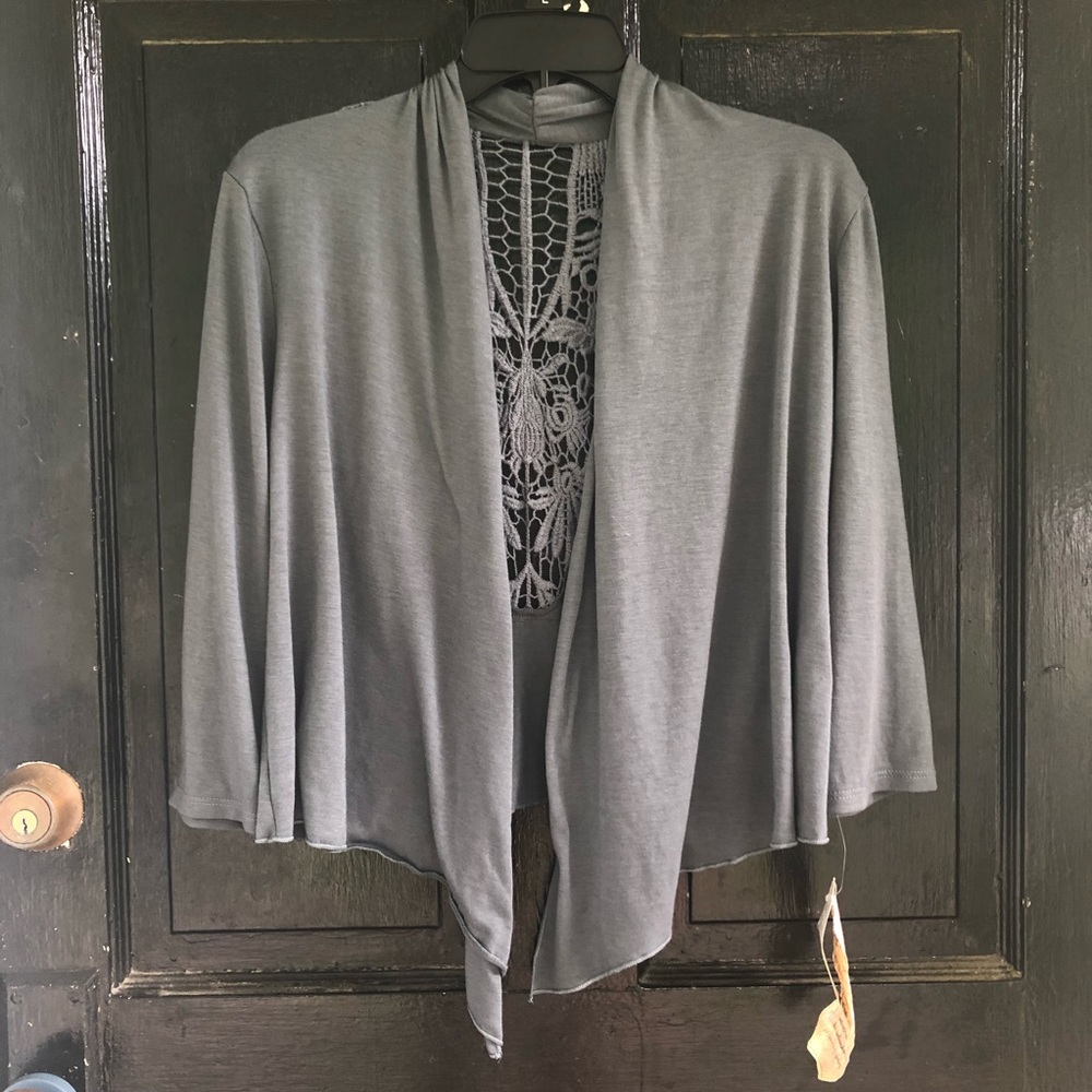 L8ter cardigan with lace back. NWT